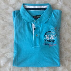 La Martina Blue/Aqua Men’s Polo Shirt. US Men’s Size XL (Tag says XXXL)